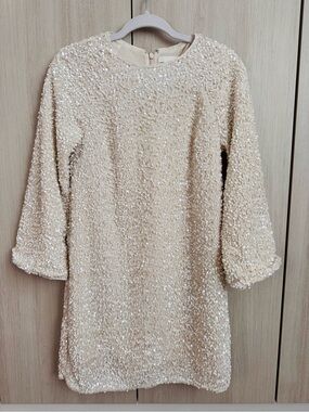 H&M Cream Sequin Mini Dress